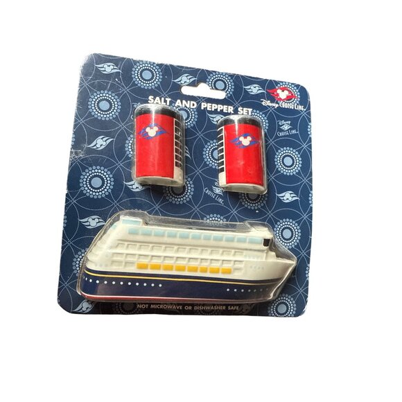 Disney Cruise Line Ceramic Ship & Salt And Pepper Shaker Set Collectible Gift - Picture 1 of 4